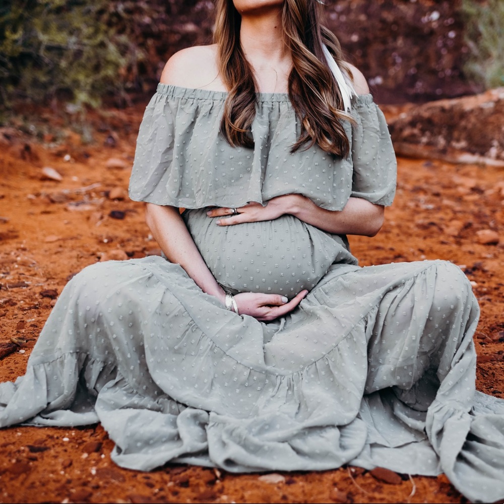 Baltic Born Swiss Dot Sage Maxi Dress